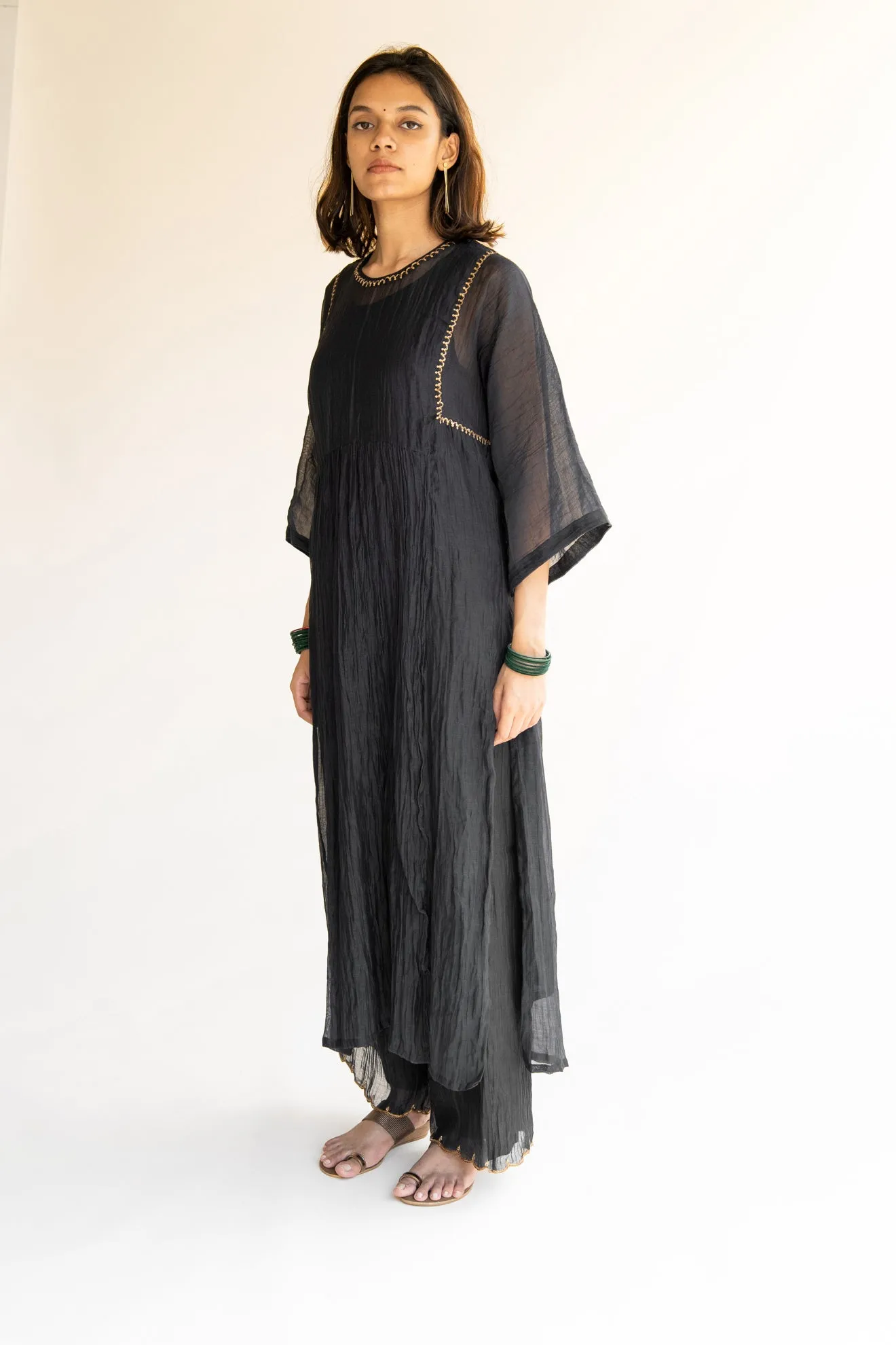 Black Kaftan Kurta Set