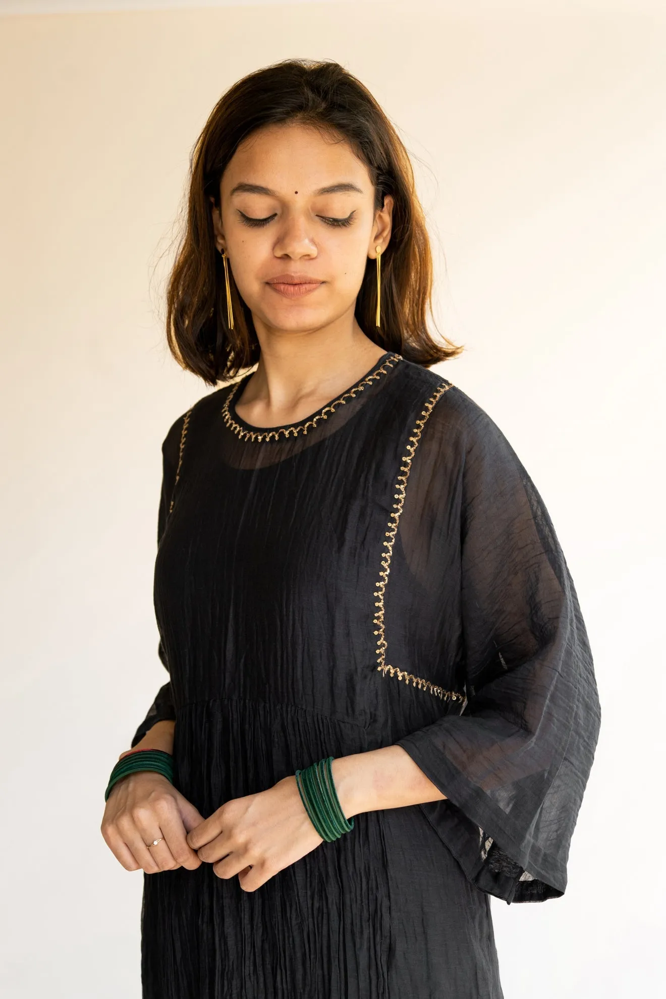 Black Kaftan Kurta Set