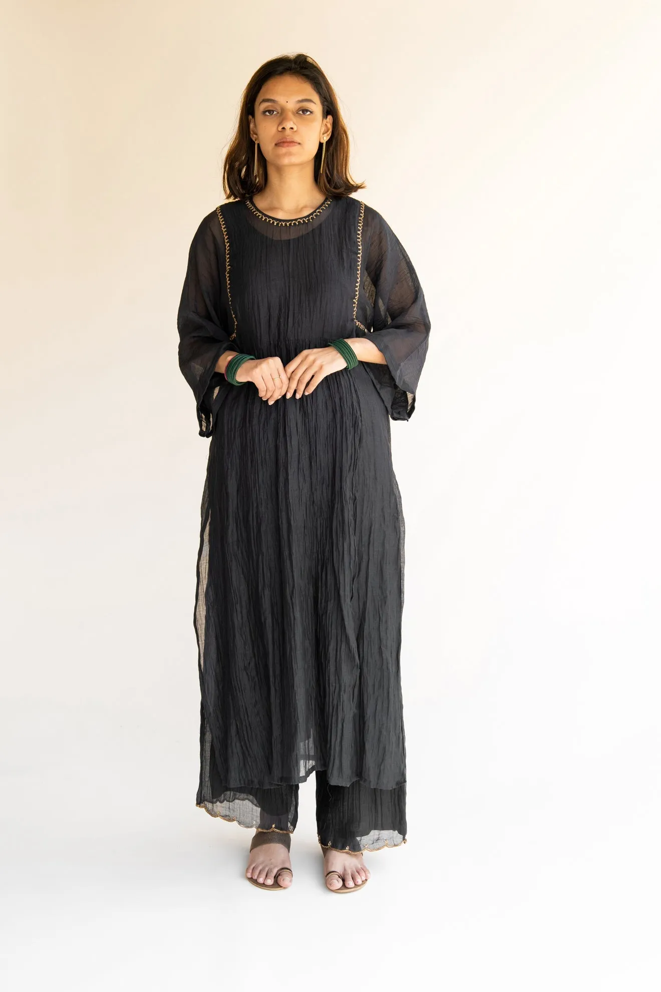 Black Kaftan Kurta Set