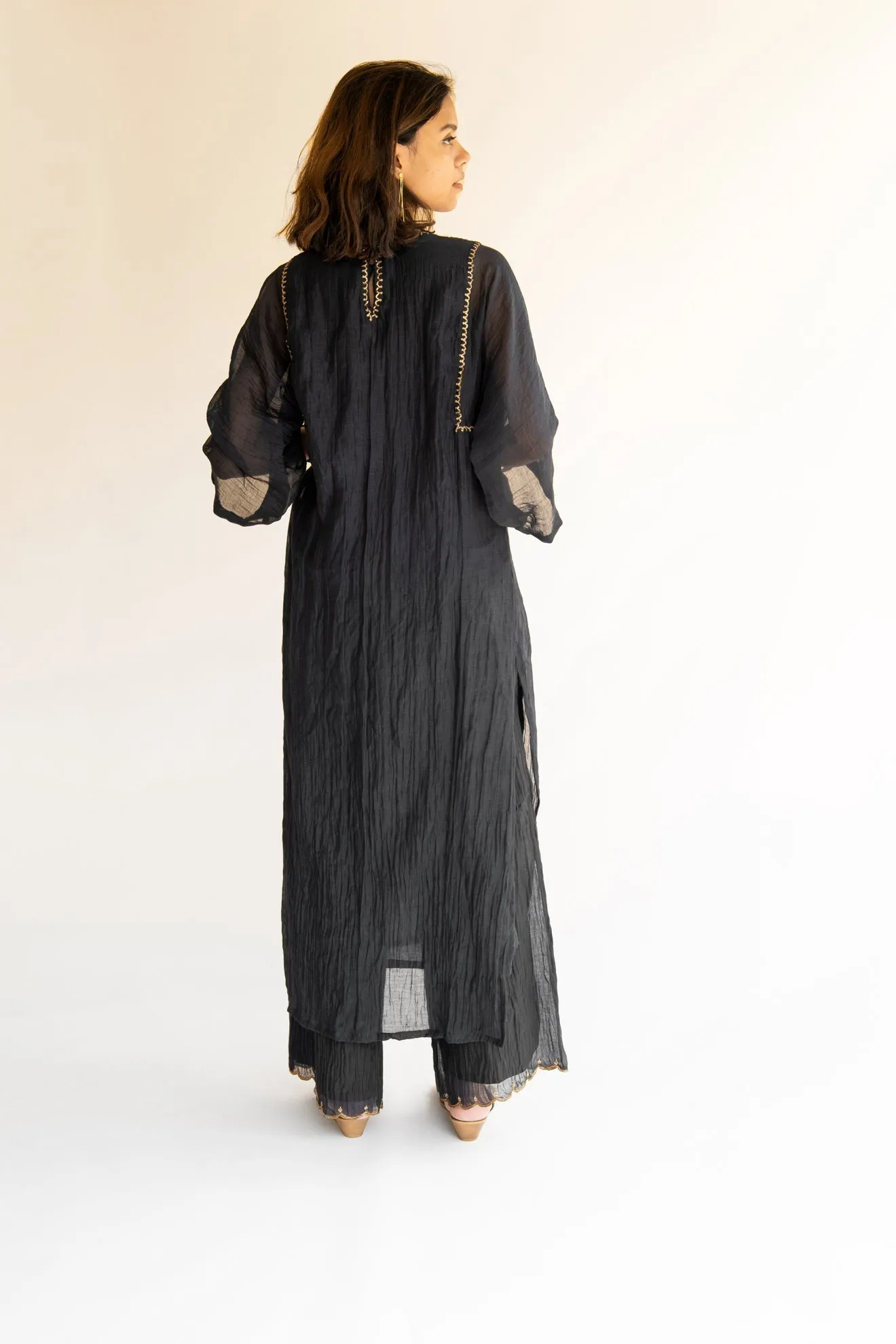 Black Kaftan Kurta Set