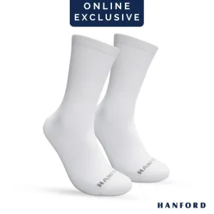 Hanford Men Ladies Teens Casual Everyday Comfort Cotton Crew Mid Calf Socks Mead White Black (1pair)