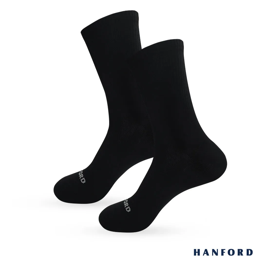 Hanford Men Ladies Teens Casual Everyday Comfort Cotton Crew Mid Calf Socks Mead White Black (1pair)