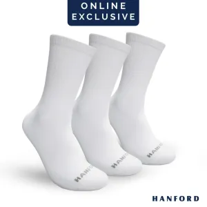 Hanford Men Ladies Teens Casual Everyday Comfort Cotton Crew Mid Calf Socks Mead White Black 3pairs