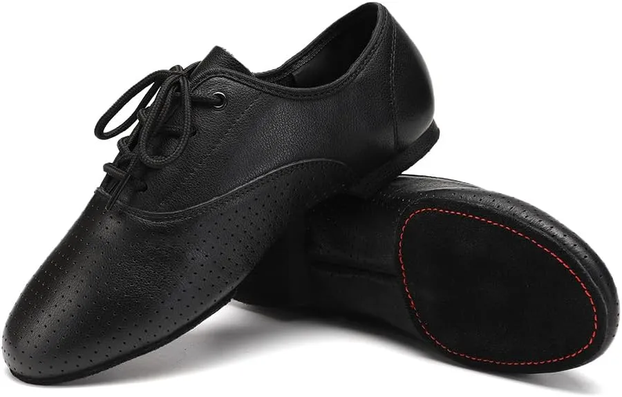 HIPPOSEUS Women's Leather Upper Jazz Oxford Dance Shoes with Split Sole