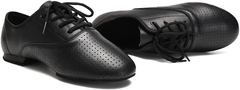 HIPPOSEUS Women's Leather Upper Jazz Oxford Dance Shoes with Split Sole