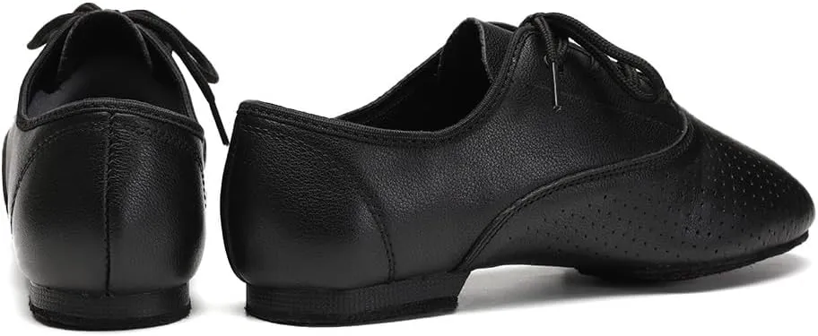 HIPPOSEUS Women's Leather Upper Jazz Oxford Dance Shoes with Split Sole
