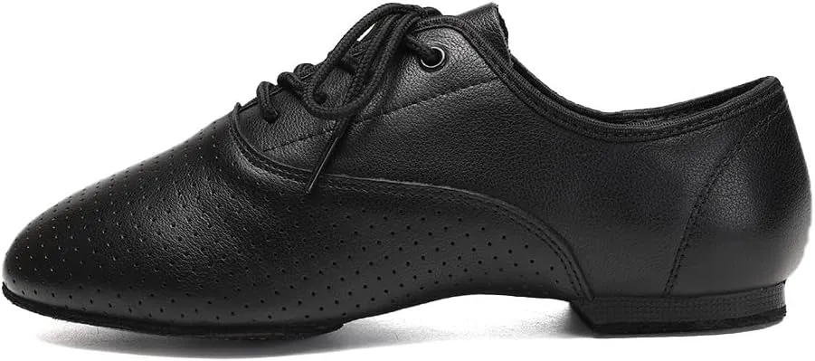 HIPPOSEUS Women's Leather Upper Jazz Oxford Dance Shoes with Split Sole