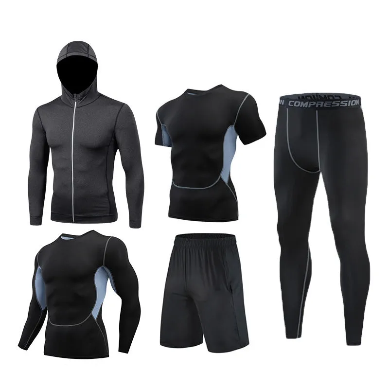 Sports Suit Men's Long-sleeved Trousers Gym Suit Running Training Sports Fitness Tight