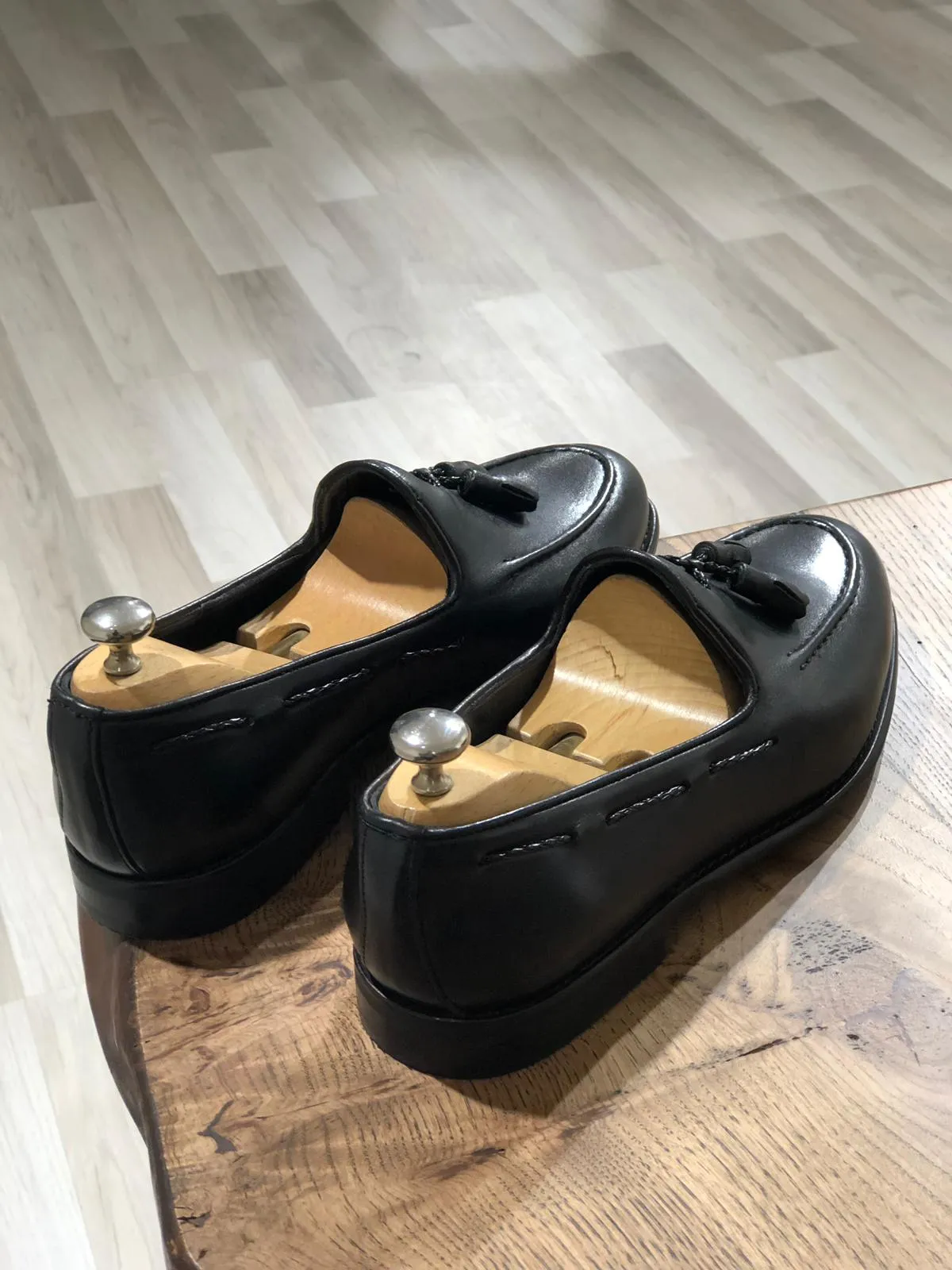 Tasseled Leather Black Loafers