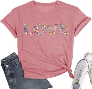 Wildflower Shirts Women Vintage Summer Flower Graphic Tees Cute Garden Plant Lover Tops