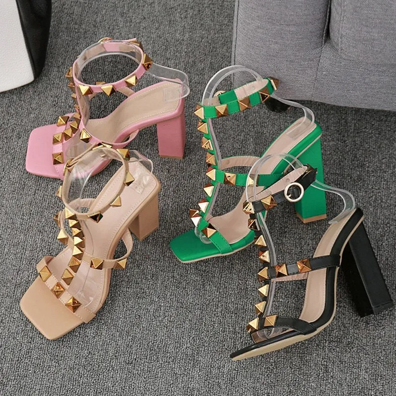 Women Sandals 2021 Fashion High Heels Rivet Women Pumps Shoe Women Summer Shoes For Women Footwear Shoes Sexy High-Heeled